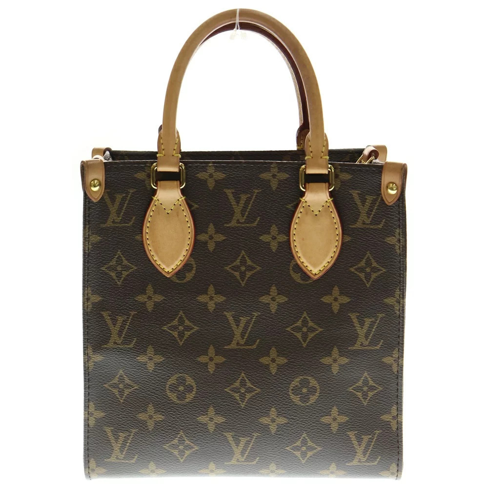 Louis Vuitton Brown Plat Leather Sac Handbag Shoulder Tote Monogram Bag